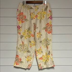 J. Jill Linen Floral Capri Pants